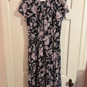 R&K Navy and Pink Floral Dress